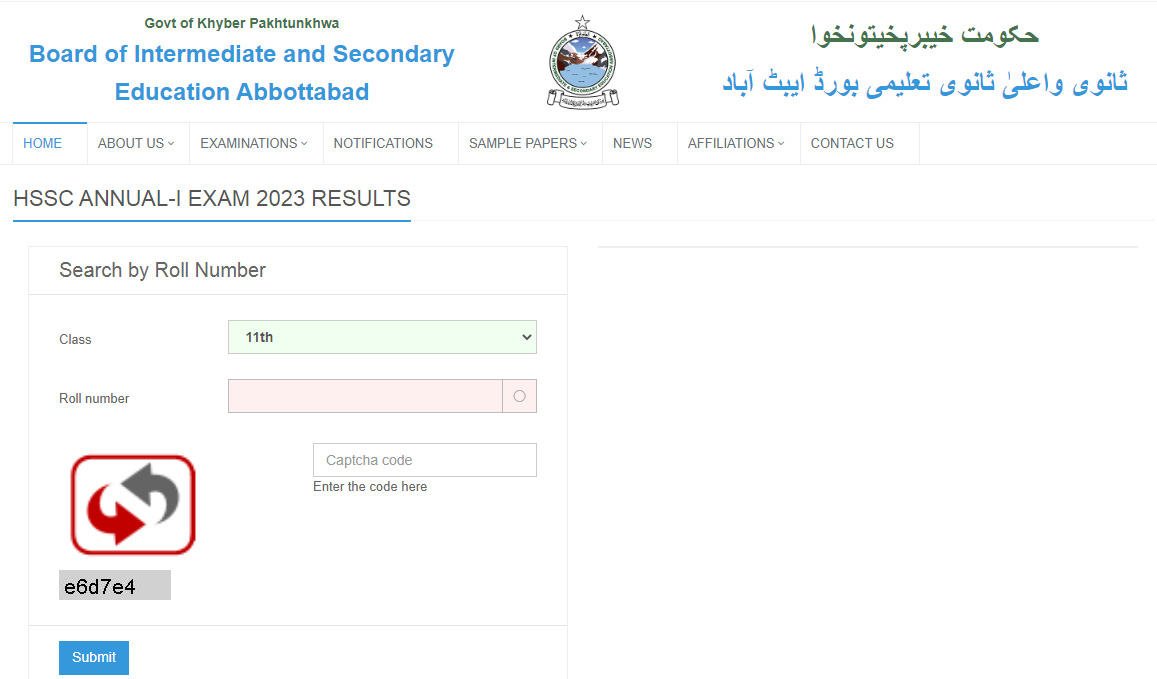 BISE Abbottabad Board 12th Class Result 2023