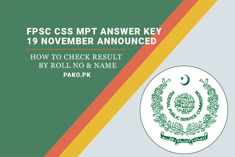 FPSC CSS MPT Answer key 2023 19 November Announced