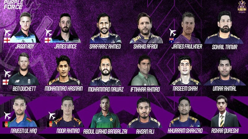 PSL 2024 Quetta Gladiators' Team for the Tournament