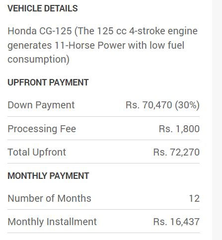 12 Months Installment Plan Honda CG 125