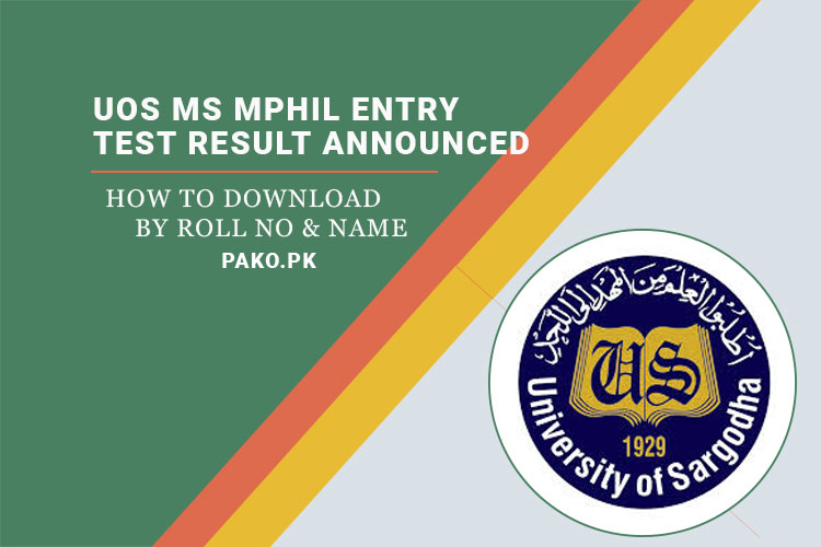 UOS MS MPhil Entry Test Result 2024